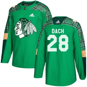 Youth Chicago Blackhawks Colton Dach Adidas Authentic St. Patrick's Day Practice Jersey - Green