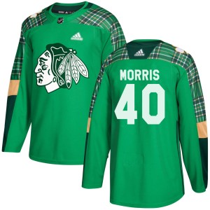 Youth Chicago Blackhawks Cale Morris Adidas Authentic St. Patrick's Day Practice Jersey - Green