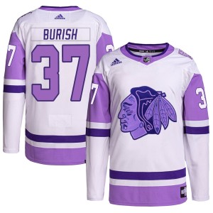 Youth Chicago Blackhawks Adam Burish Adidas Authentic Hockey Fights Cancer Primegreen Jersey - White/Purple