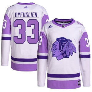 Youth Chicago Blackhawks Dustin Byfuglien Adidas Authentic Hockey Fights Cancer Primegreen Jersey - White/Purple