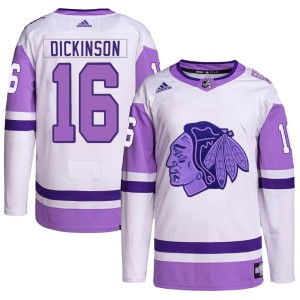 Youth Chicago Blackhawks Jason Dickinson Adidas Authentic Hockey Fights Cancer Primegreen Jersey - White/Purple