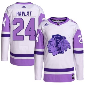 Youth Chicago Blackhawks Martin Havlat Adidas Authentic Hockey Fights Cancer Primegreen Jersey - White/Purple