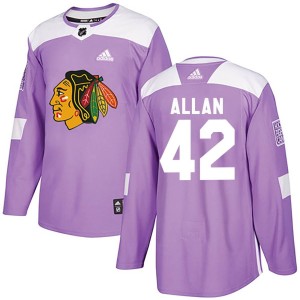 Youth Chicago Blackhawks Nolan Allan Adidas Authentic Fights Cancer Practice Jersey - Purple