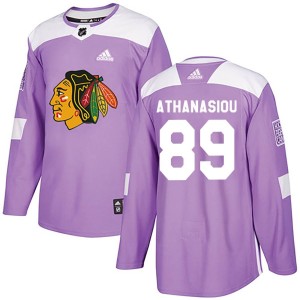 Youth Chicago Blackhawks Andreas Athanasiou Adidas Authentic Fights Cancer Practice Jersey - Purple