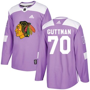 Youth Chicago Blackhawks Cole Guttman Adidas Authentic Fights Cancer Practice Jersey - Purple