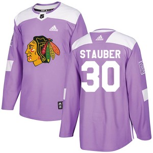 Youth Chicago Blackhawks Jaxson Stauber Adidas Authentic Fights Cancer Practice Jersey - Purple