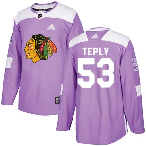Youth Chicago Blackhawks Michal Teply Adidas Authentic Fights Cancer Practice Jersey - Purple