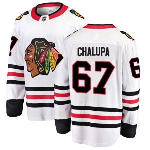 Men's Chicago Blackhawks Matej Chalupa Fanatics Branded Breakaway Away Jersey - White
