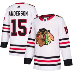 Youth Chicago Blackhawks Joey Anderson Adidas Authentic Away Jersey - White