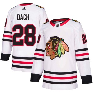 Youth Chicago Blackhawks Colton Dach Adidas Authentic Away Jersey - White