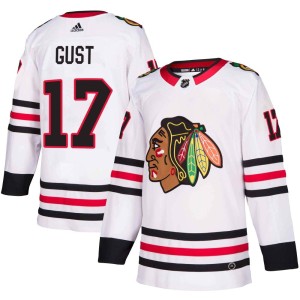 Youth Chicago Blackhawks Dave Gust Adidas Authentic Away Jersey - White