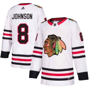 Youth Chicago Blackhawks Jack Johnson Adidas Authentic Away Jersey - White