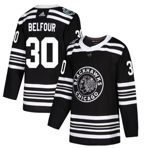 Men's Chicago Blackhawks ED Belfour Adidas Authentic 2019 Winter Classic Jersey - Black