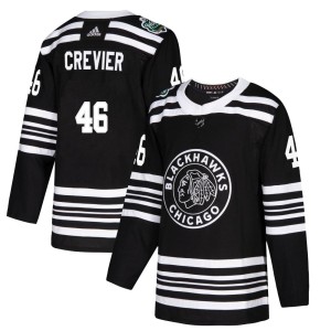 Men's Chicago Blackhawks Louis Crevier Adidas Authentic 2019 Winter Classic Jersey - Black