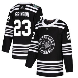 Men's Chicago Blackhawks Stu Grimson Adidas Authentic 2019 Winter Classic Jersey - Black