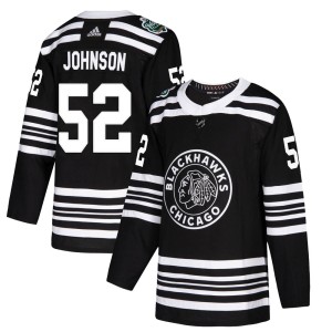Men's Chicago Blackhawks Reese Johnson Adidas Authentic 2019 Winter Classic Jersey - Black