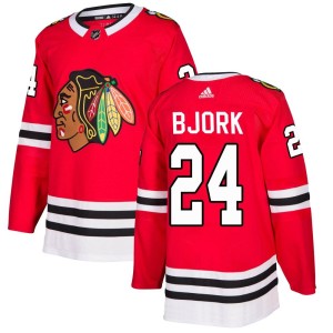 Men's Chicago Blackhawks Anders Bjork Adidas Authentic Home Jersey - Red