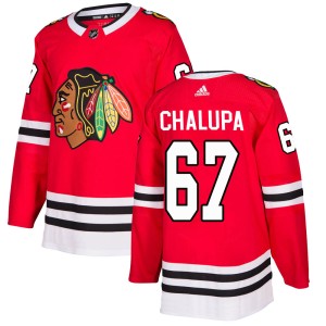 Men's Chicago Blackhawks Matej Chalupa Adidas Authentic Home Jersey - Red