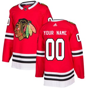 Men's Chicago Blackhawks Custom Adidas Authentic Home Jersey - Red