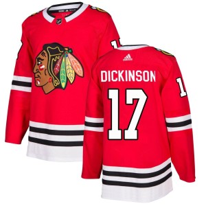 Men's Chicago Blackhawks Jason Dickinson Adidas Authentic Home Jersey - Red