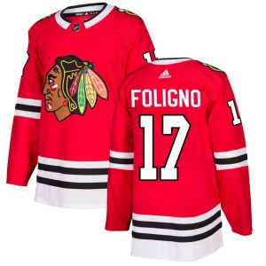 Men's Chicago Blackhawks Nick Foligno Adidas Authentic Home Jersey - Red