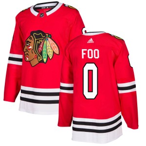 Men's Chicago Blackhawks Parker Foo Adidas Authentic Home Jersey - Red