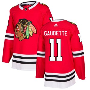 Men's Chicago Blackhawks Adam Gaudette Adidas Authentic Home Jersey - Red