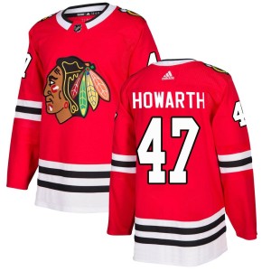 Men's Chicago Blackhawks Kale Howarth Adidas Authentic Home Jersey - Red