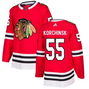 Men's Chicago Blackhawks Kevin Korchinski Adidas Authentic Home Jersey - Red