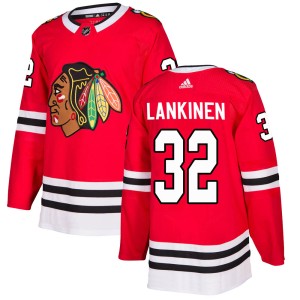 Men's Chicago Blackhawks Kevin Lankinen Adidas Authentic Home Jersey - Red