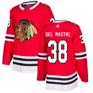 Men's Chicago Blackhawks Ethan Del Mastro Adidas Authentic Home Jersey - Red