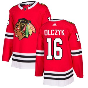 Men's Chicago Blackhawks Ed Olczyk Adidas Authentic Home Jersey - Red