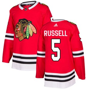 Men's Chicago Blackhawks Phil Russell Adidas Authentic Home Jersey - Red