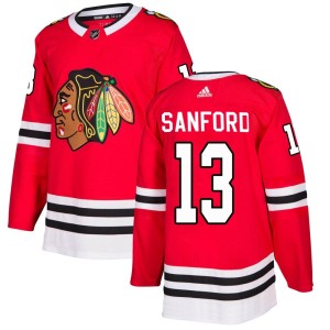 Men's Chicago Blackhawks Zach Sanford Adidas Authentic Home Jersey - Red