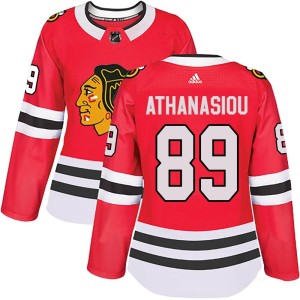 Women's Chicago Blackhawks Andreas Athanasiou Adidas Authentic Home Jersey - Red