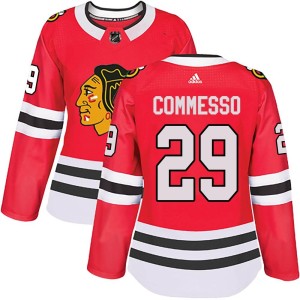 Women's Chicago Blackhawks Drew Commesso Adidas Authentic Home Jersey - Red