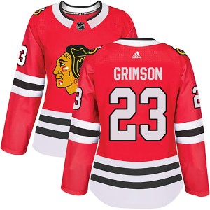 Women's Chicago Blackhawks Stu Grimson Adidas Authentic Home Jersey - Red
