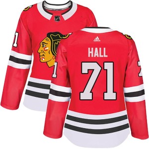 Women's Chicago Blackhawks Taylor Hall Adidas Authentic Home Jersey - Red