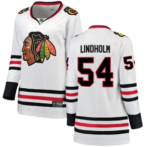 Women's Chicago Blackhawks Anton Lindholm Fanatics Branded Breakaway Away Jersey - White