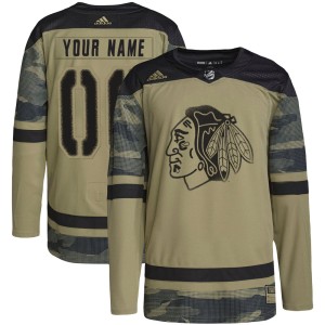 Youth Chicago Blackhawks Custom Adidas Authentic Military Appreciation Practice Jersey - Camo