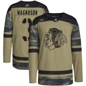 Youth Chicago Blackhawks Keith Magnuson Adidas Authentic Military Appreciation Practice Jersey - Camo