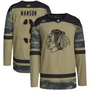 Youth Chicago Blackhawks Dave Manson Adidas Authentic Military Appreciation Practice Jersey - Camo