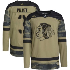Youth Chicago Blackhawks Pierre Pilote Adidas Authentic Military Appreciation Practice Jersey - Camo