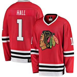 Youth Chicago Blackhawks Glenn Hall Fanatics Branded Premier Breakaway Heritage Jersey - Red