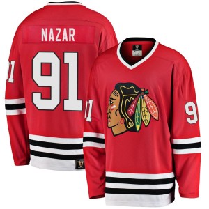 Youth Chicago Blackhawks Frank Nazar Fanatics Branded Premier Breakaway Heritage Jersey - Red
