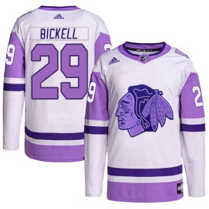 Men's Chicago Blackhawks Bryan Bickell Adidas Authentic Hockey Fights Cancer Primegreen Jersey - White/Purple
