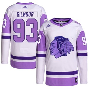 Men's Chicago Blackhawks Doug Gilmour Adidas Authentic Hockey Fights Cancer Primegreen Jersey - White/Purple