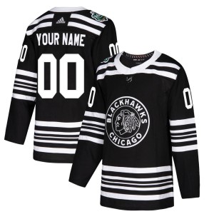 Youth Chicago Blackhawks Custom Adidas Authentic 2019 Winter Classic Jersey - Black
