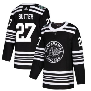 Youth Chicago Blackhawks Darryl Sutter Adidas Authentic 2019 Winter Classic Jersey - Black