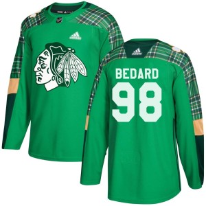 Men's Chicago Blackhawks Connor Bedard Adidas Authentic St. Patrick's Day Practice Jersey - Green